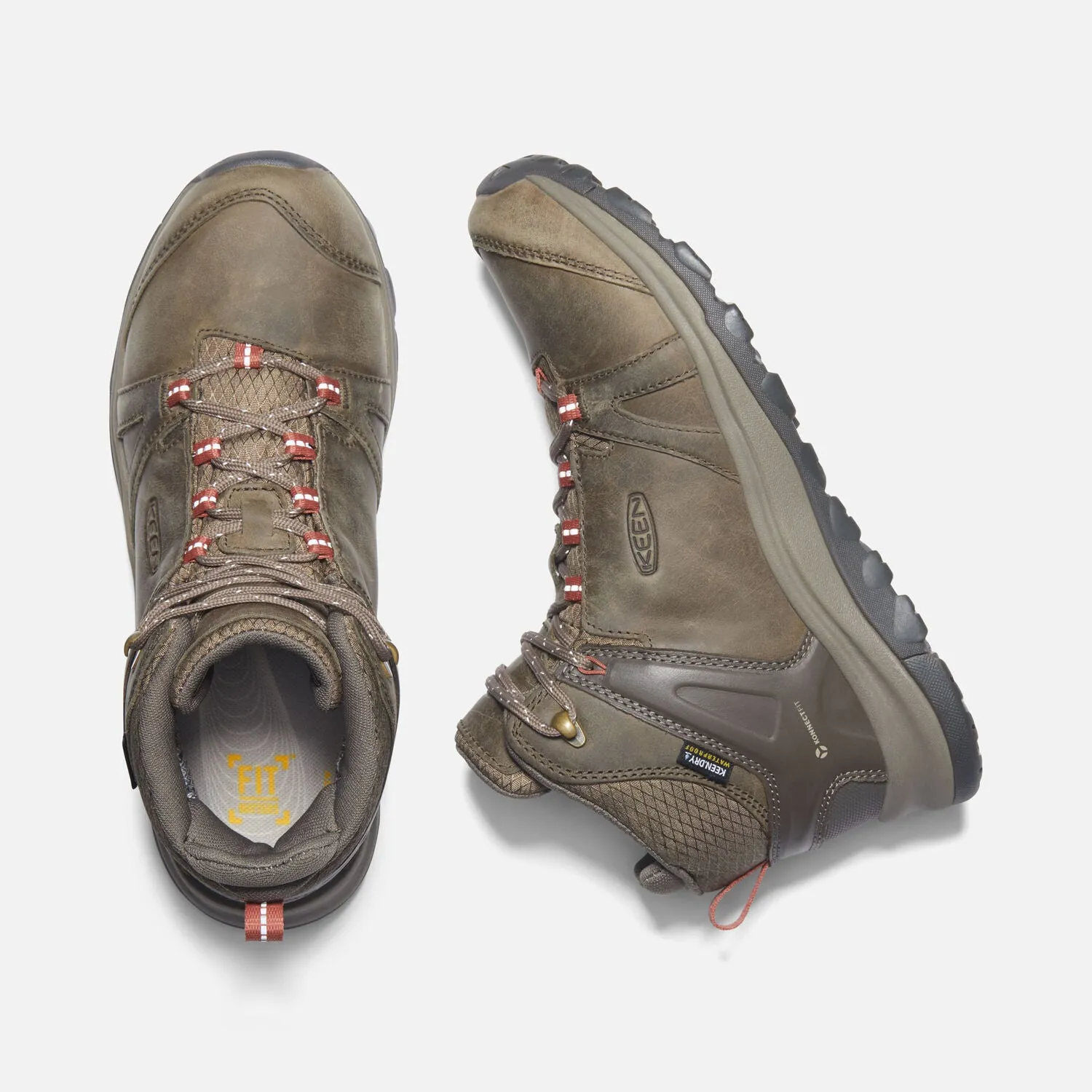 LADIES KEEN TERRADORA 2 LEATHER MID WATERPROOF BOOT - BRINDLE/REDWOOD