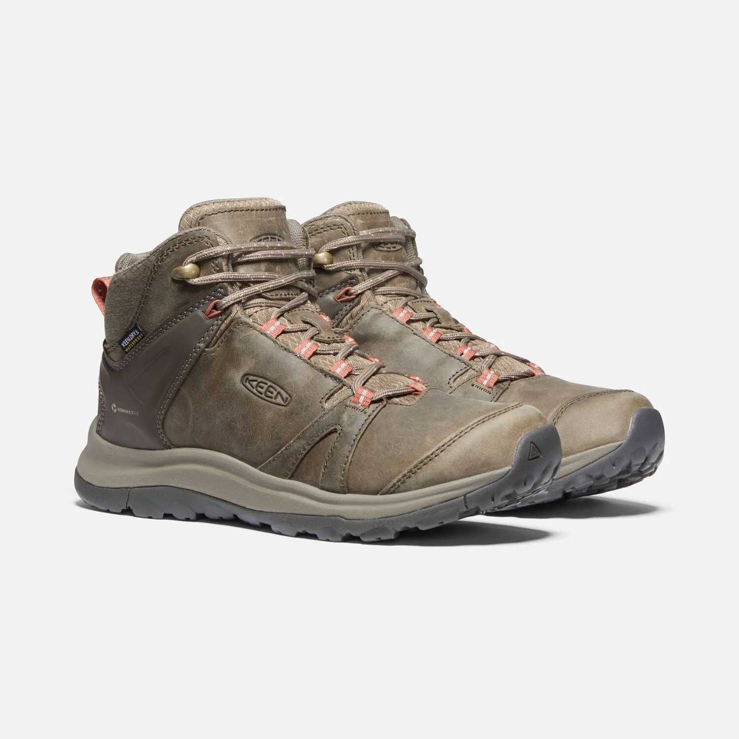 LADIES KEEN TERRADORA 2 LEATHER MID WATERPROOF BOOT - BRINDLE/REDWOOD