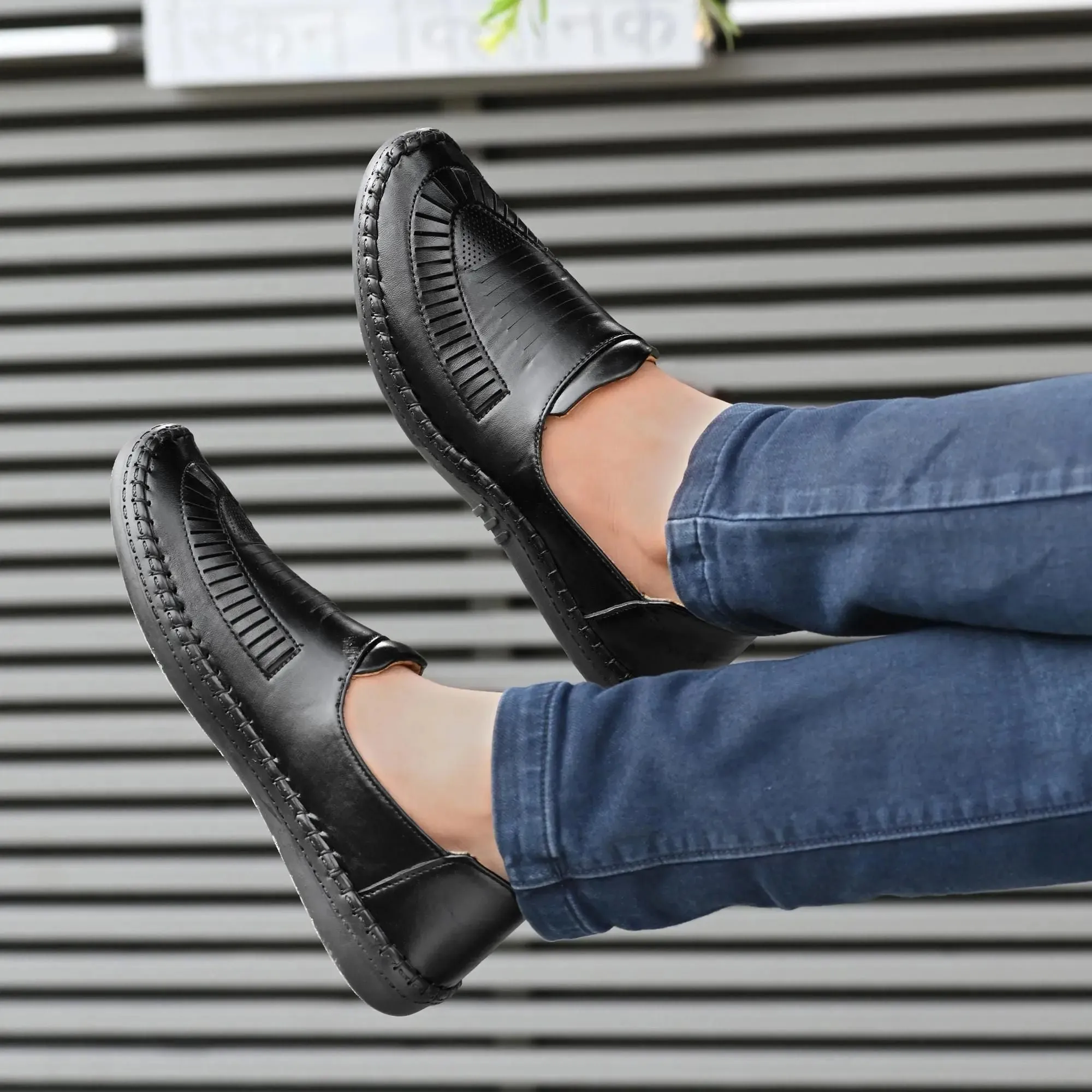 Loafers for Men Black Formal Synthetic Leather Loafer
