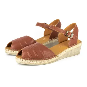 Lontoza : Ladies Leather Wedge Espadrille in Suede Cayak