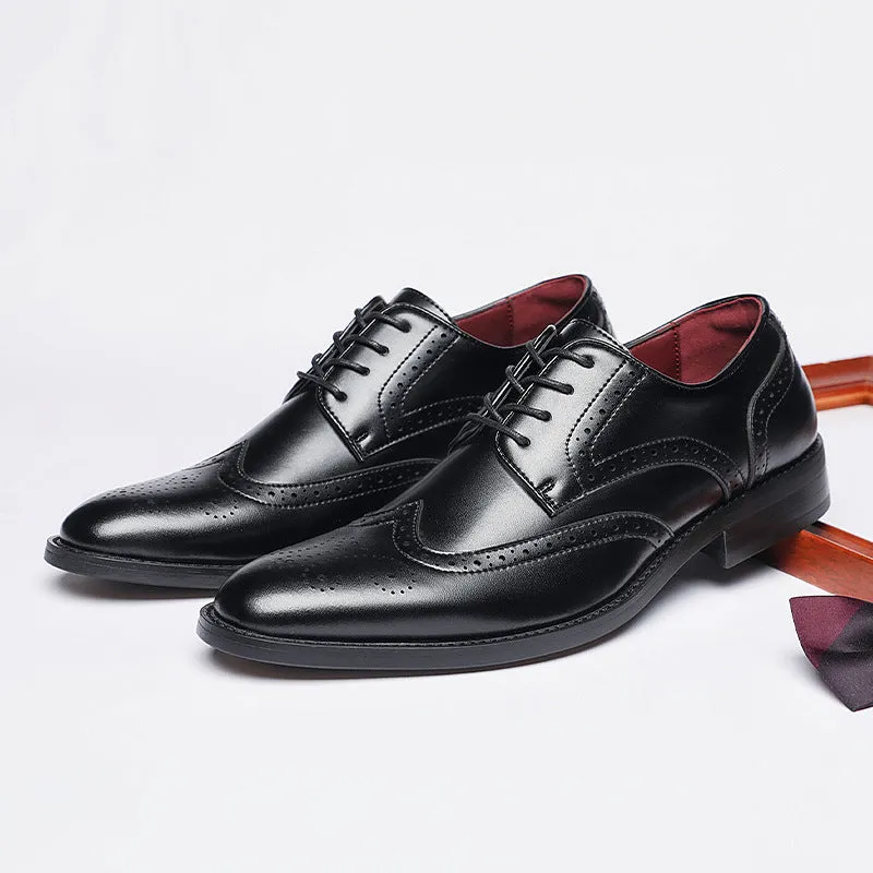 Men England style leather loafers stylish hollow formal loafers
