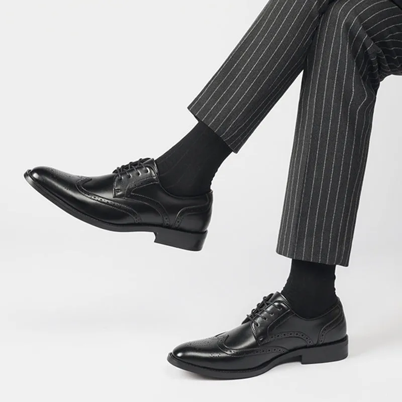 Men England style leather loafers stylish hollow formal loafers