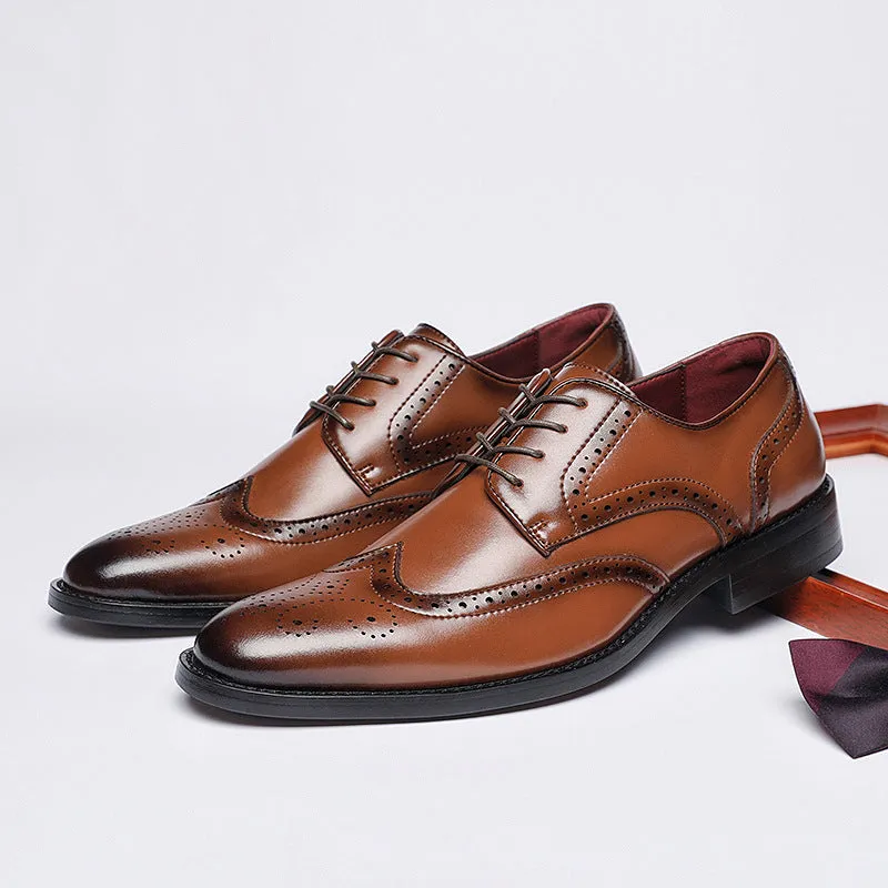 Men England style leather loafers stylish hollow formal loafers