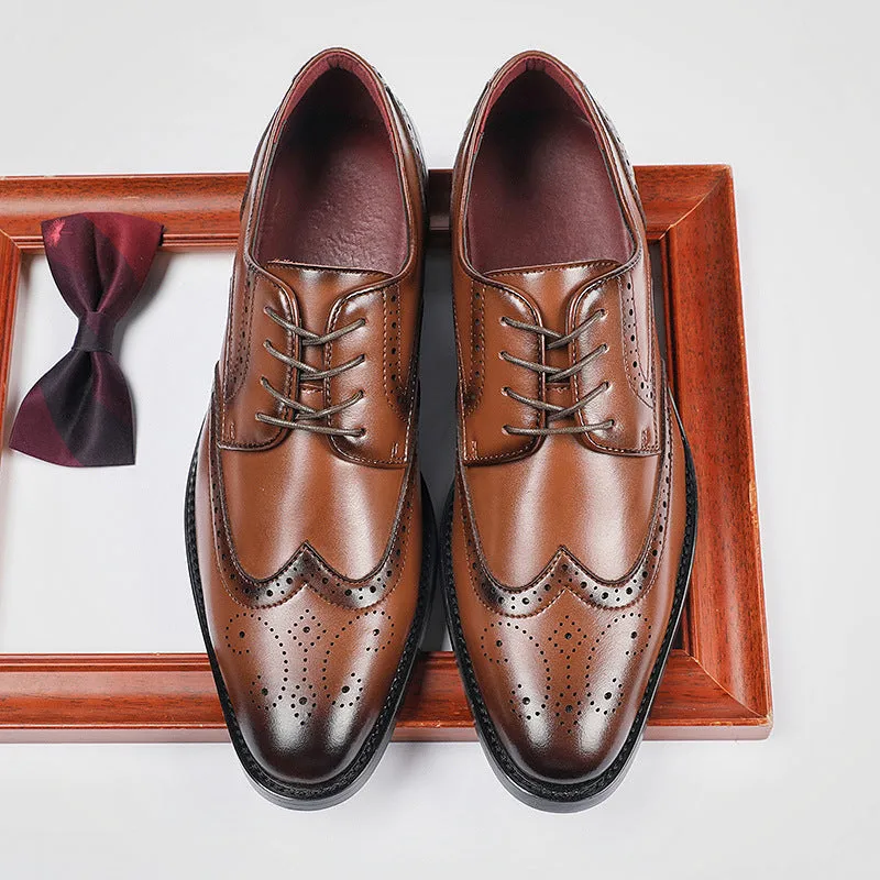 Men England style leather loafers stylish hollow formal loafers