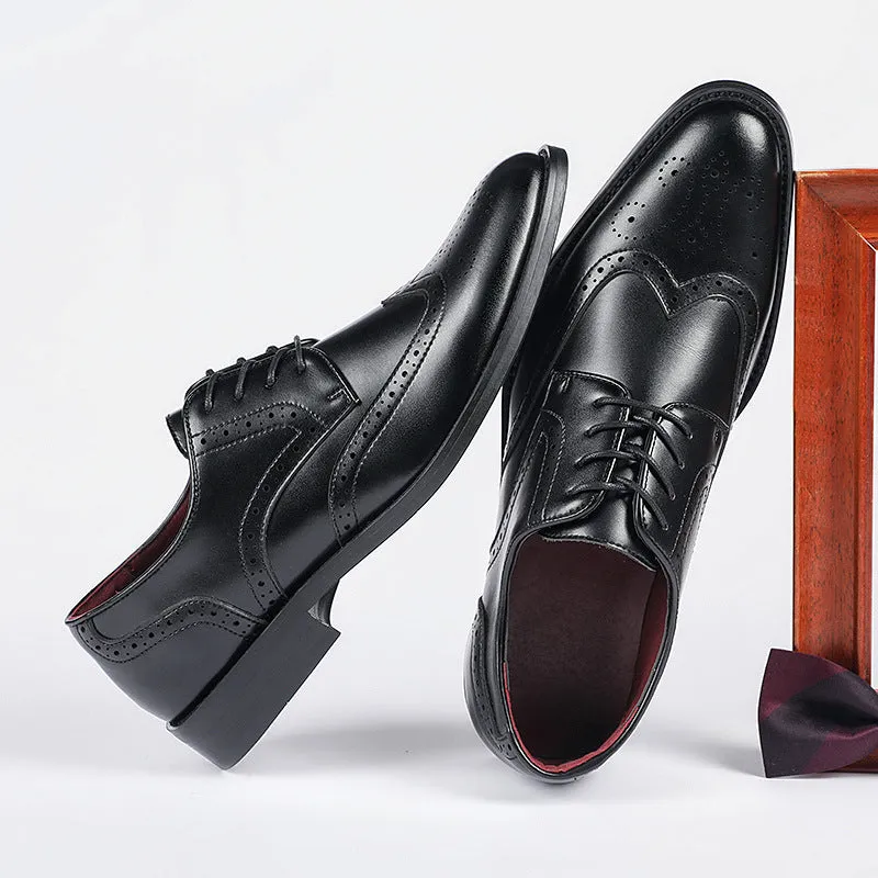 Men England style leather loafers stylish hollow formal loafers