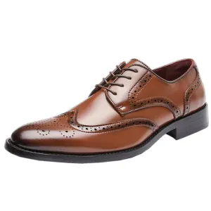 Men England style leather loafers stylish hollow formal loafers