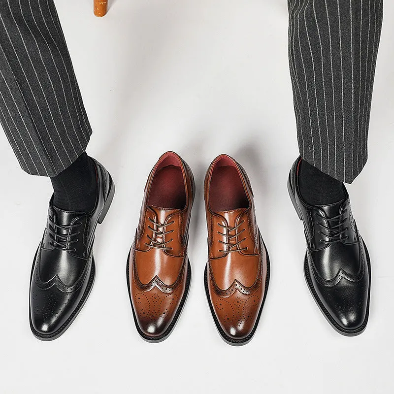 Men England style leather loafers stylish hollow formal loafers