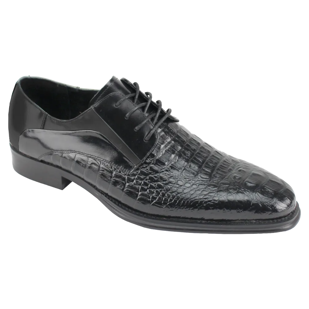 Men's black lace up dress shoes oxford genuine leather