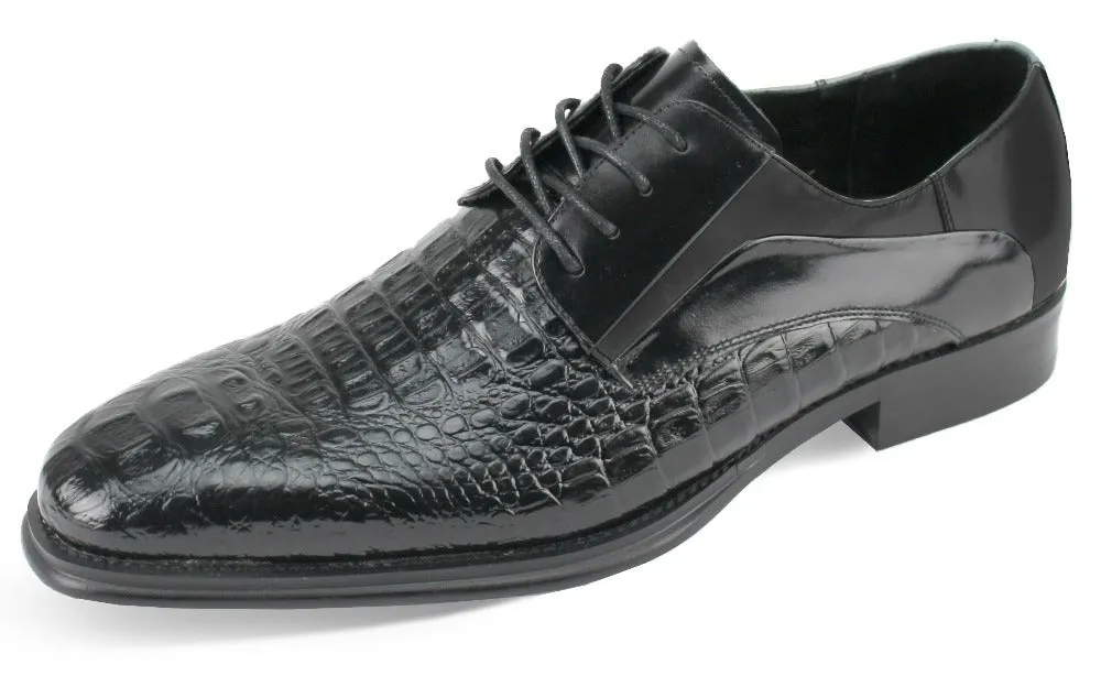 Men's black lace up dress shoes oxford genuine leather