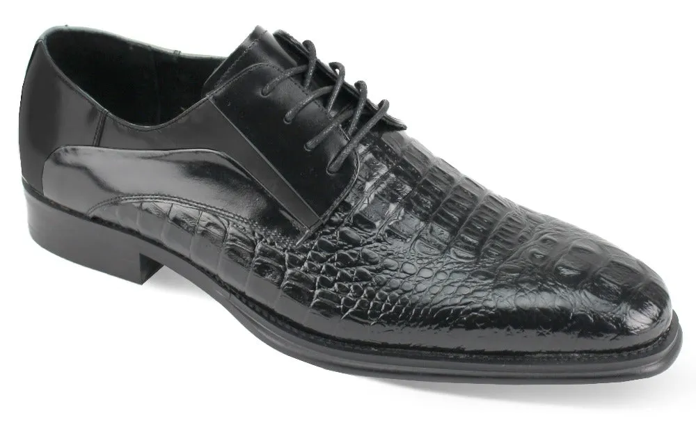 Men's black lace up dress shoes oxford genuine leather