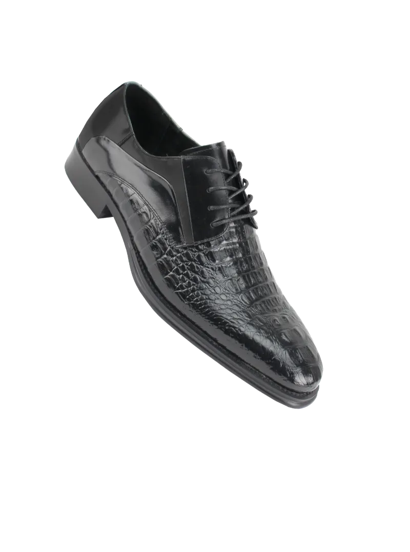 Men's black lace up dress shoes oxford genuine leather