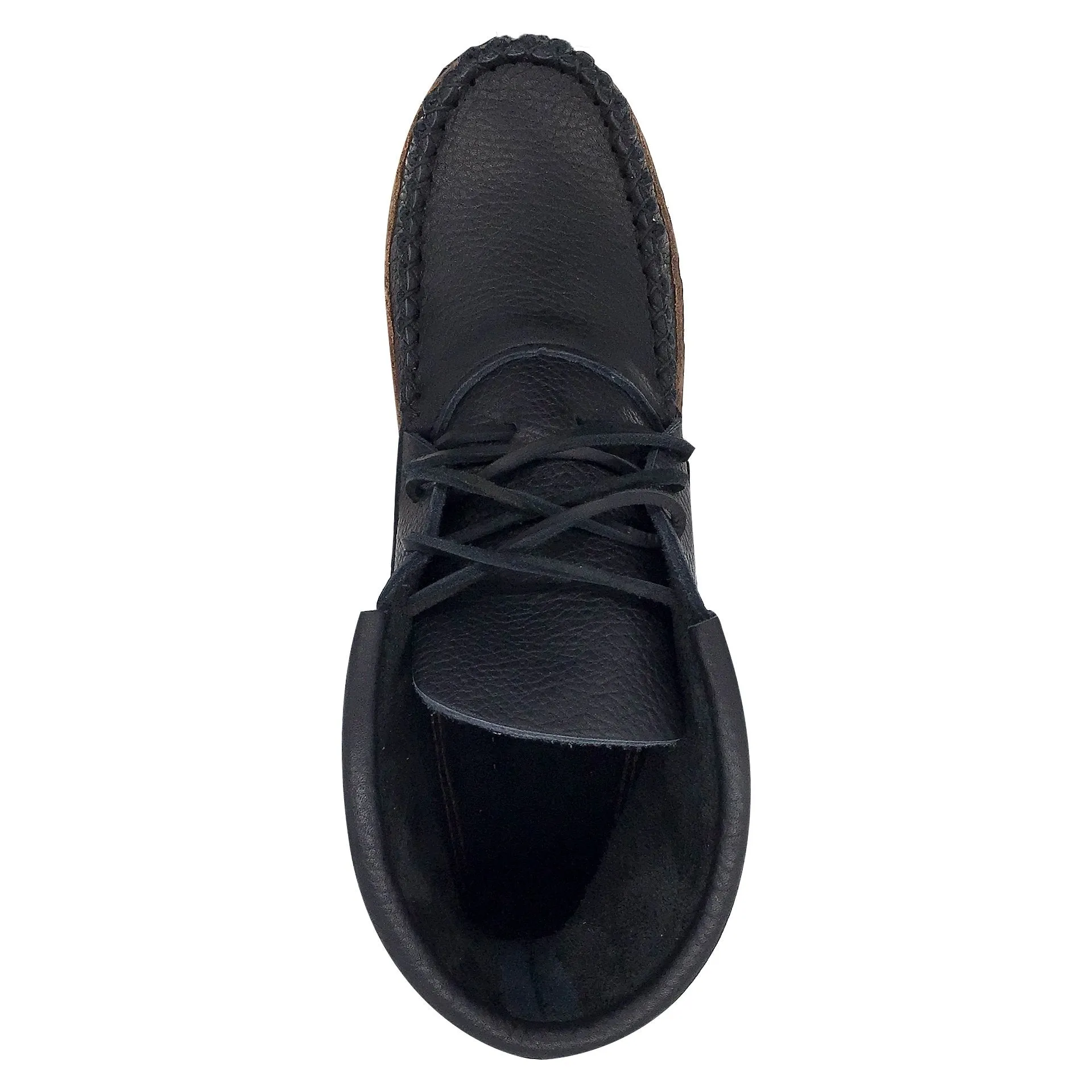 Men's FINAL CLEARANCE Earthing Moccasin Boots Fringed Ankle Moose Hide (Black Size 14 Only)