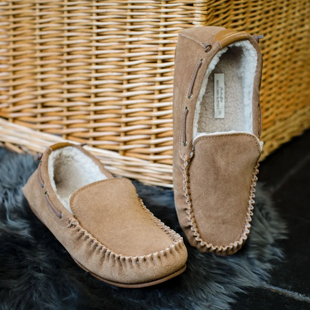 Men's Owen Fleece Lined Moccasin Hard Sole - Chestnut