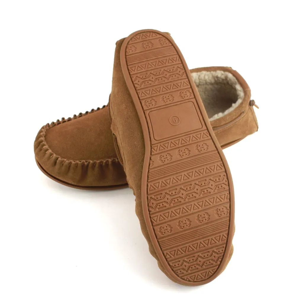 Men's Owen Fleece Lined Moccasin Hard Sole - Chestnut