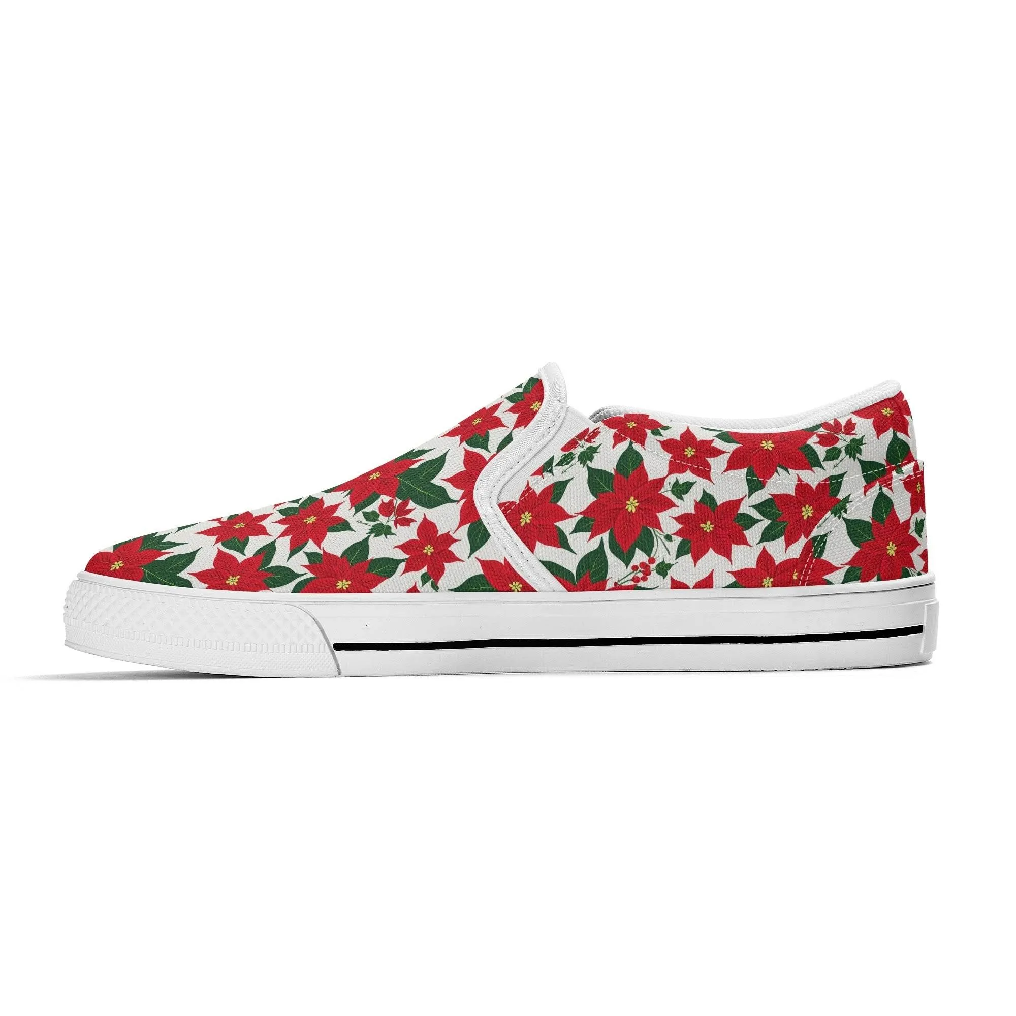Mens Poinsettia Floral Rubber Slip On Shoes