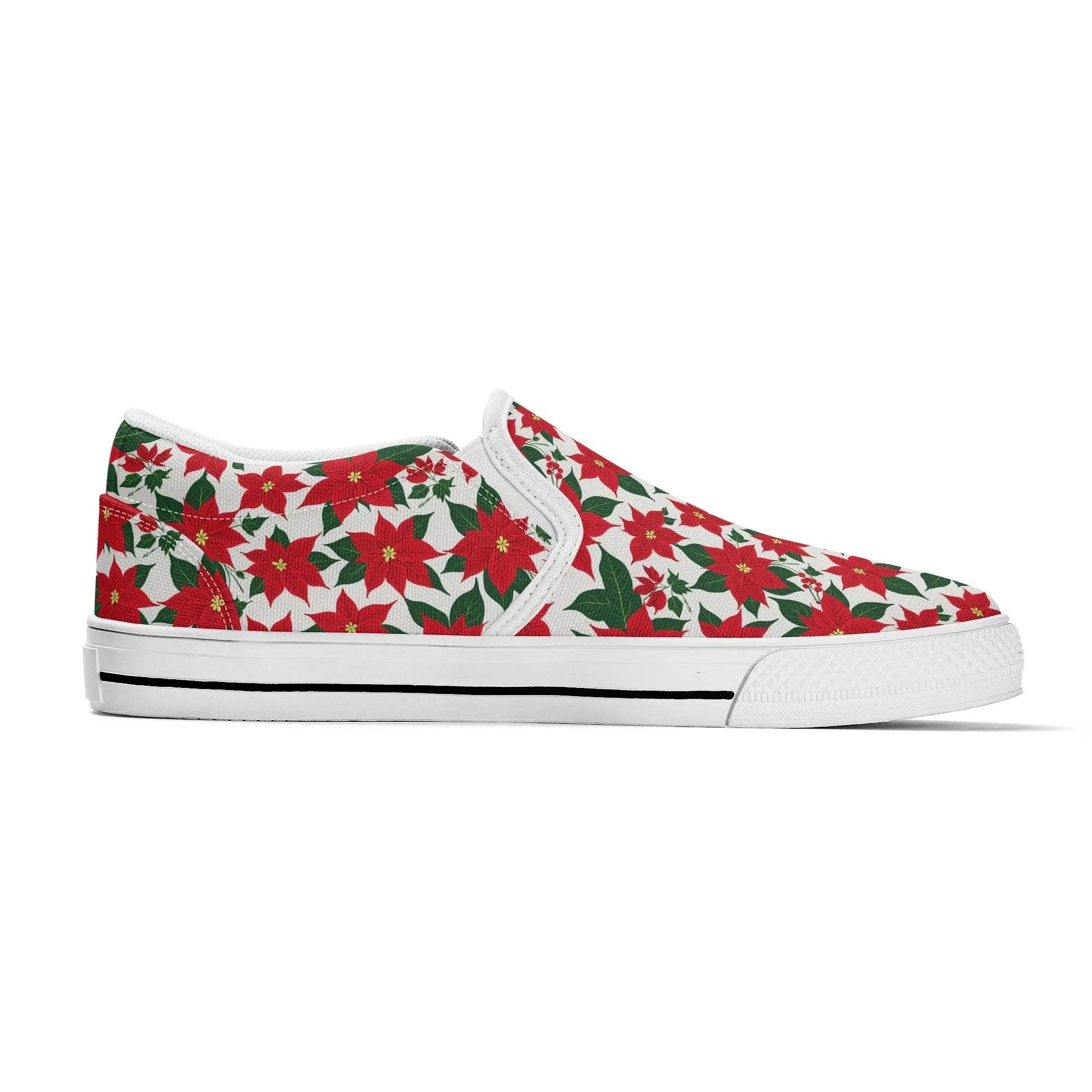 Mens Poinsettia Floral Rubber Slip On Shoes