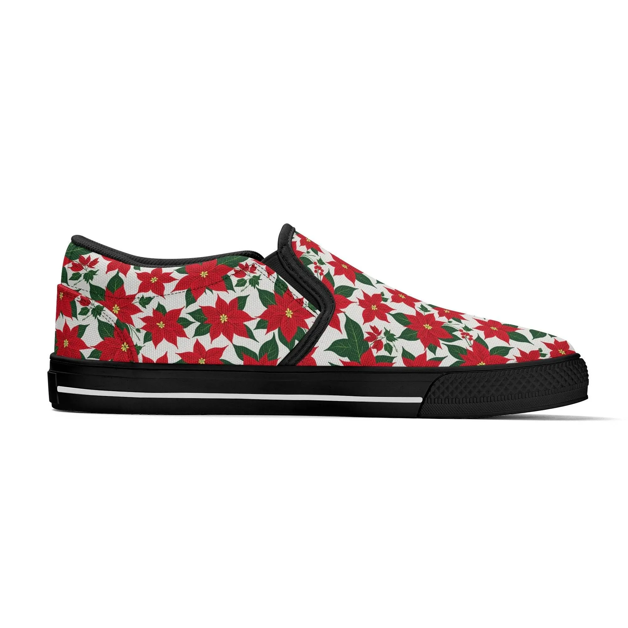 Mens Poinsettia Floral Rubber Slip On Shoes