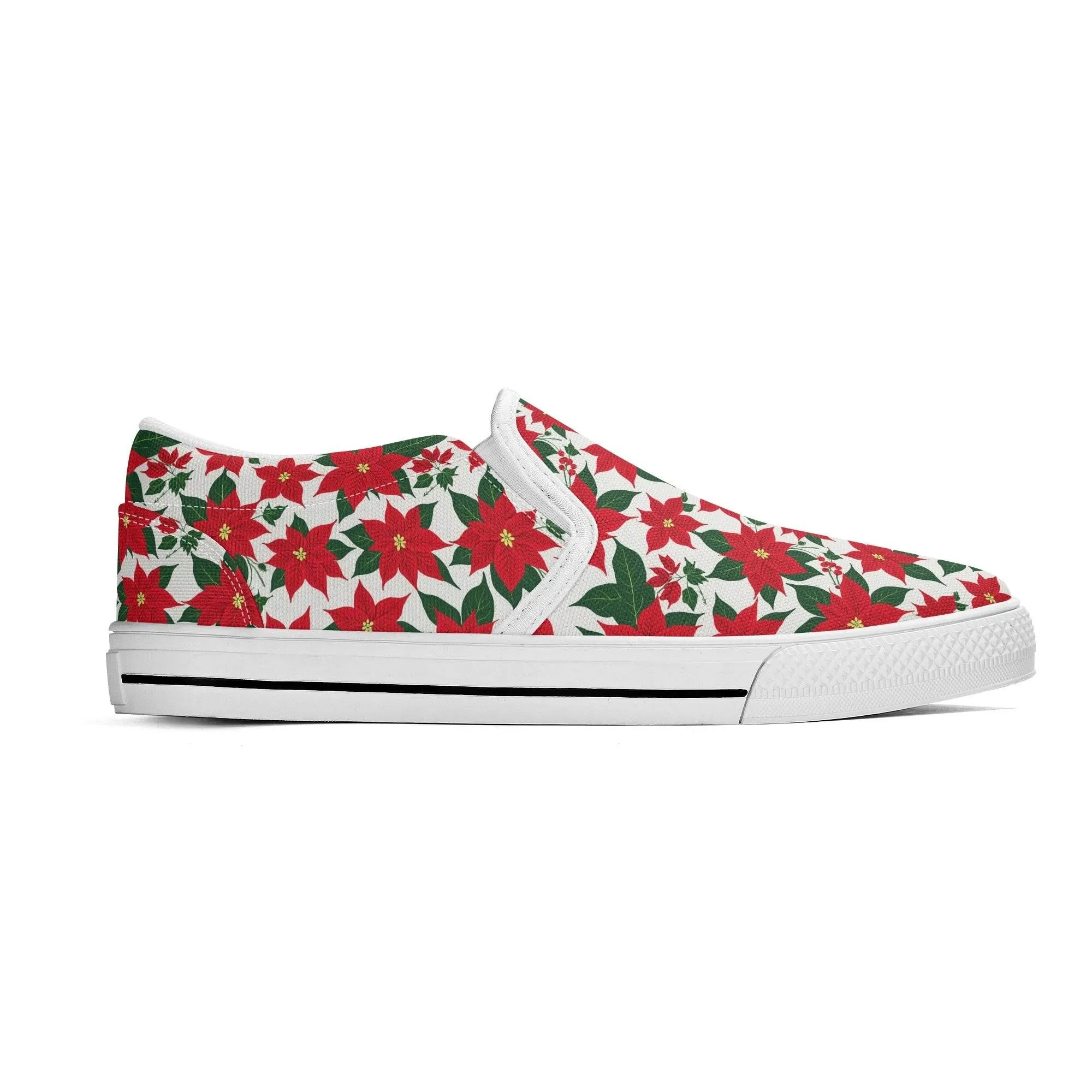 Mens Poinsettia Floral Rubber Slip On Shoes
