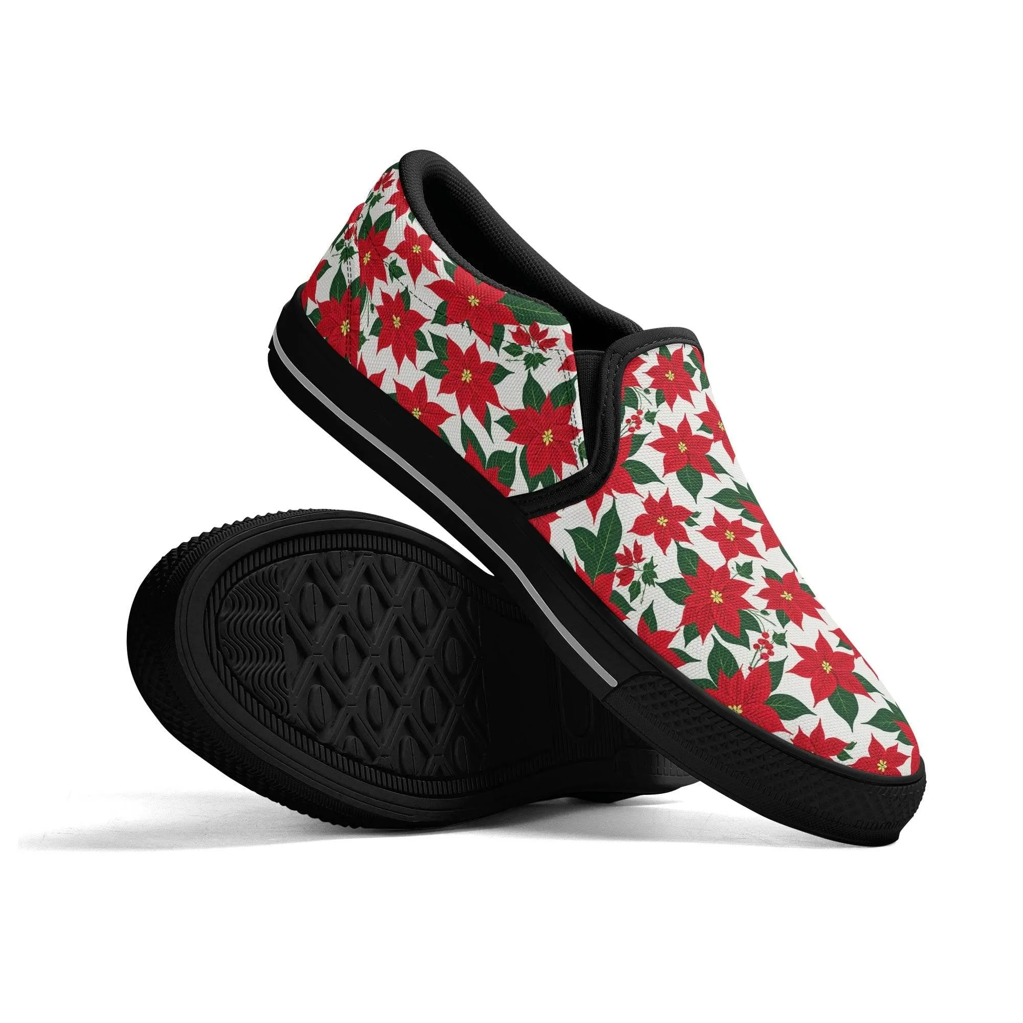 Mens Poinsettia Floral Rubber Slip On Shoes