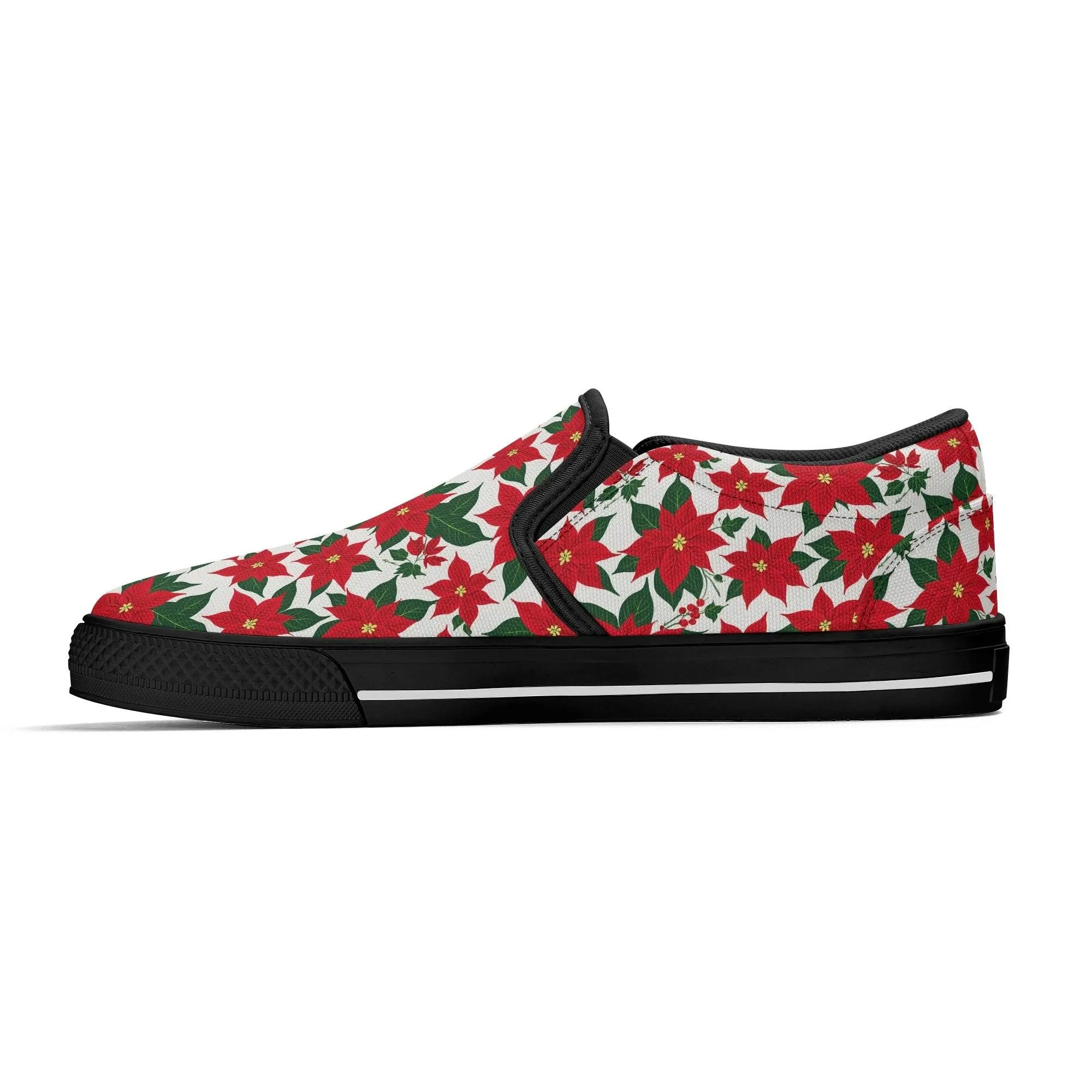 Mens Poinsettia Floral Rubber Slip On Shoes