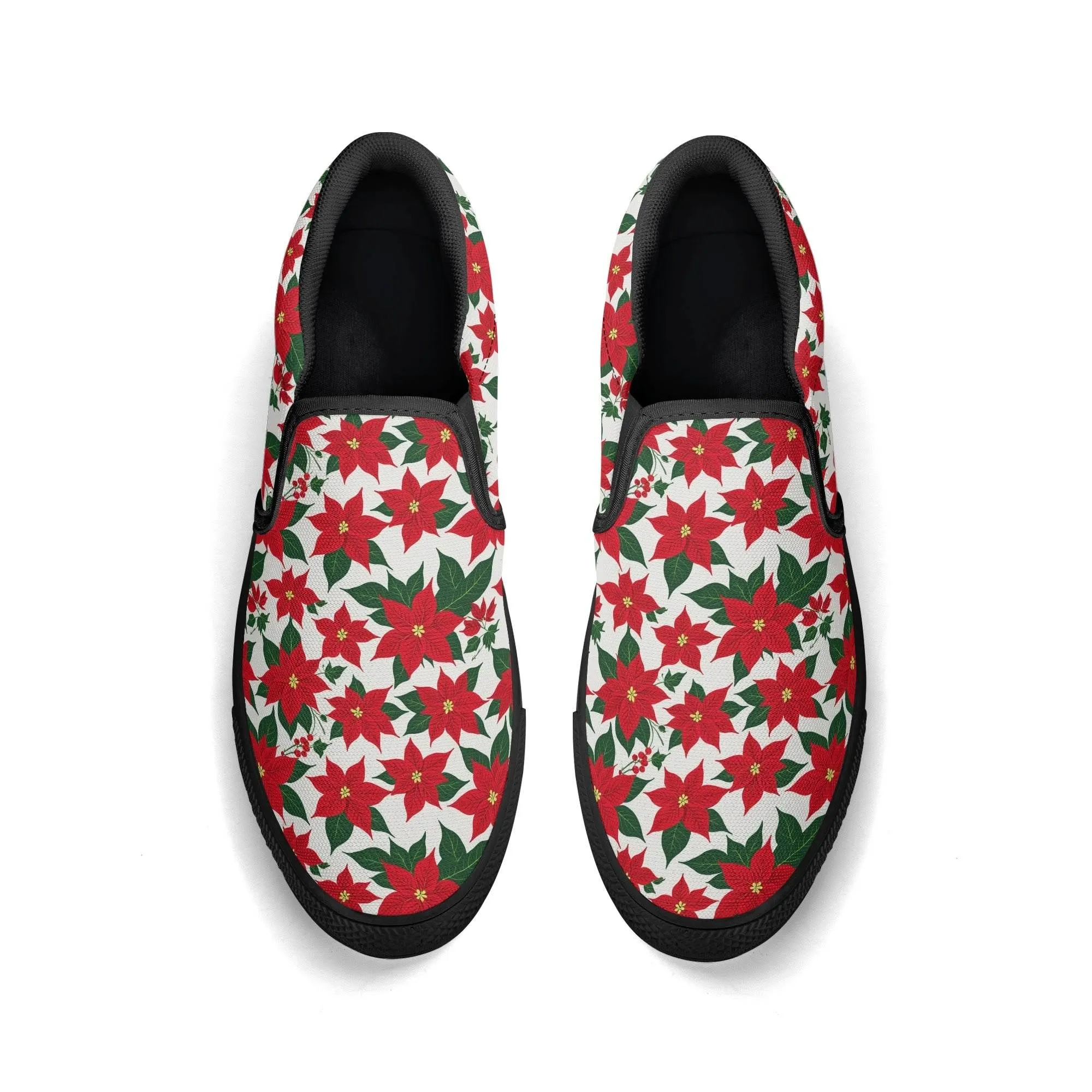 Mens Poinsettia Floral Rubber Slip On Shoes