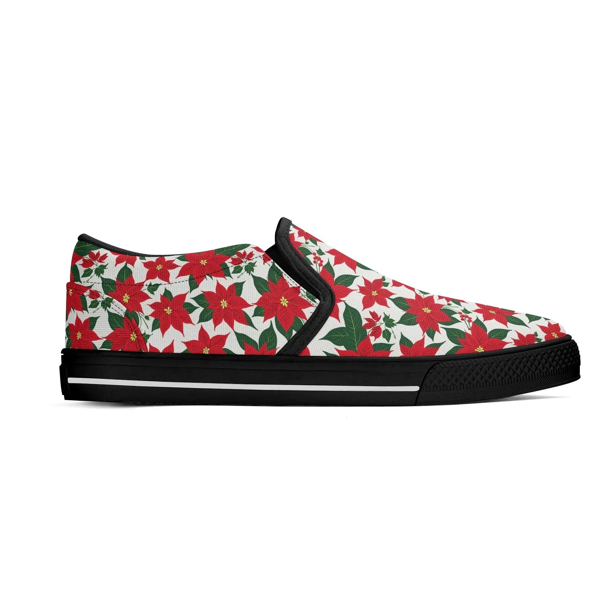 Mens Poinsettia Floral Rubber Slip On Shoes