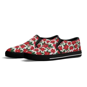 Mens Poinsettia Floral Rubber Slip On Shoes