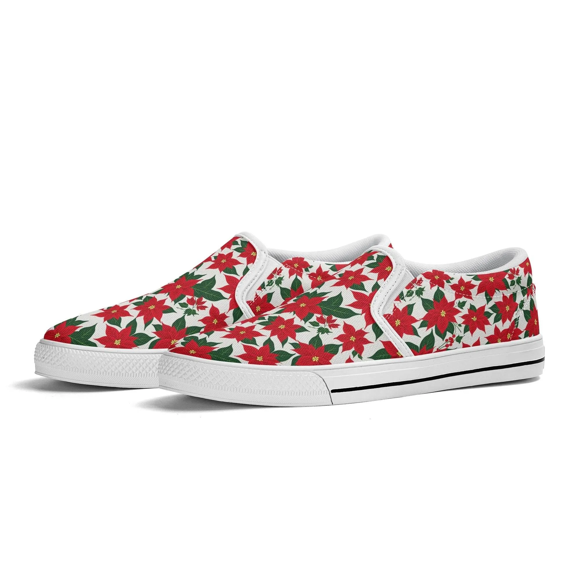 Mens Poinsettia Floral Rubber Slip On Shoes
