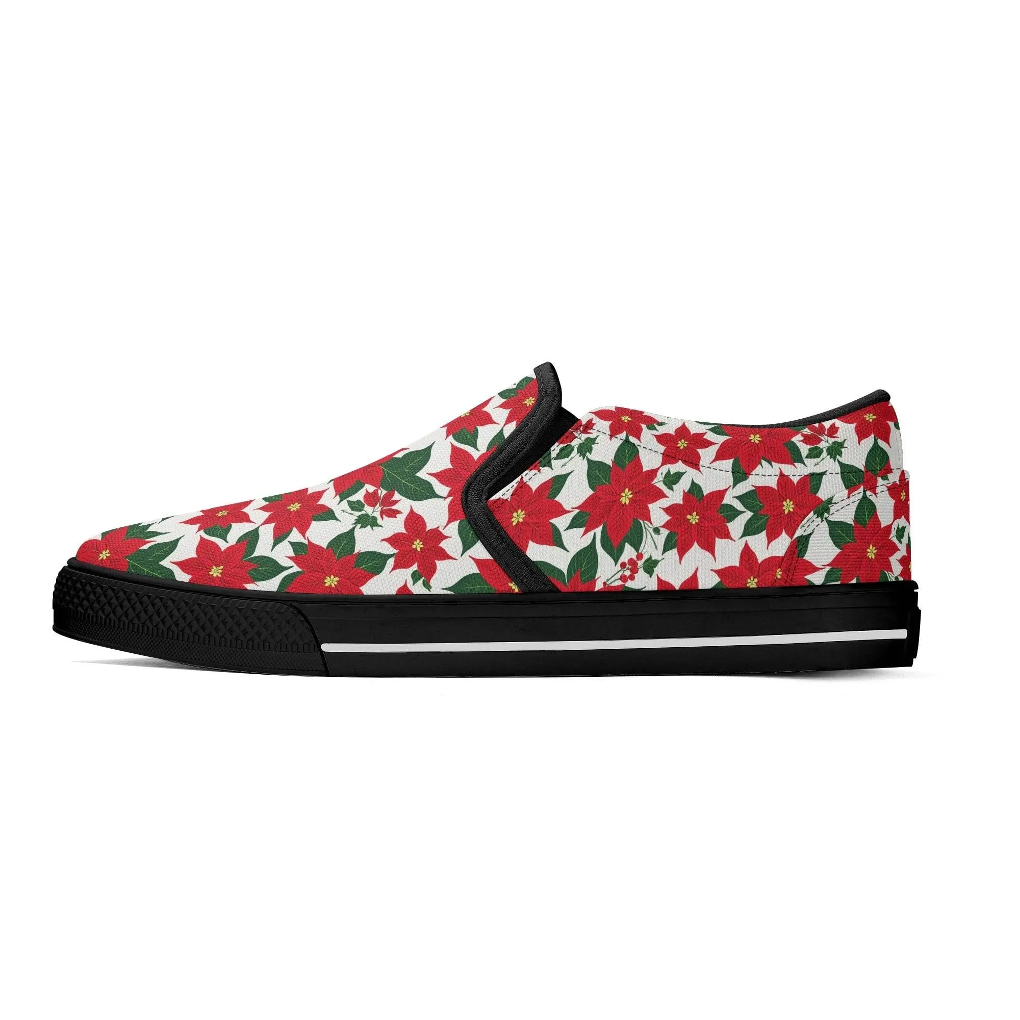 Mens Poinsettia Floral Rubber Slip On Shoes
