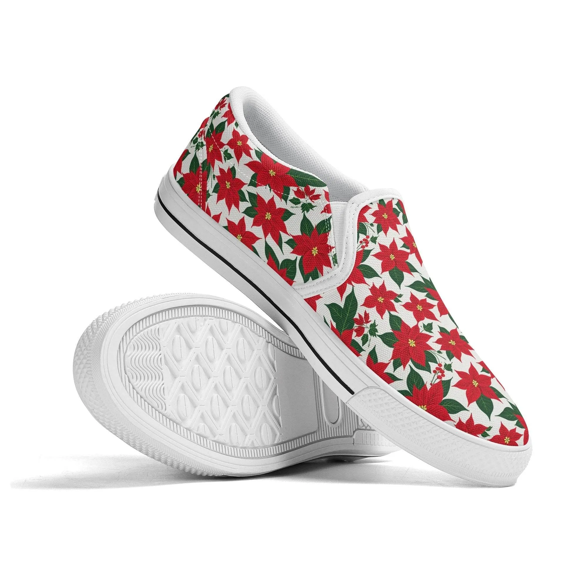 Mens Poinsettia Floral Rubber Slip On Shoes
