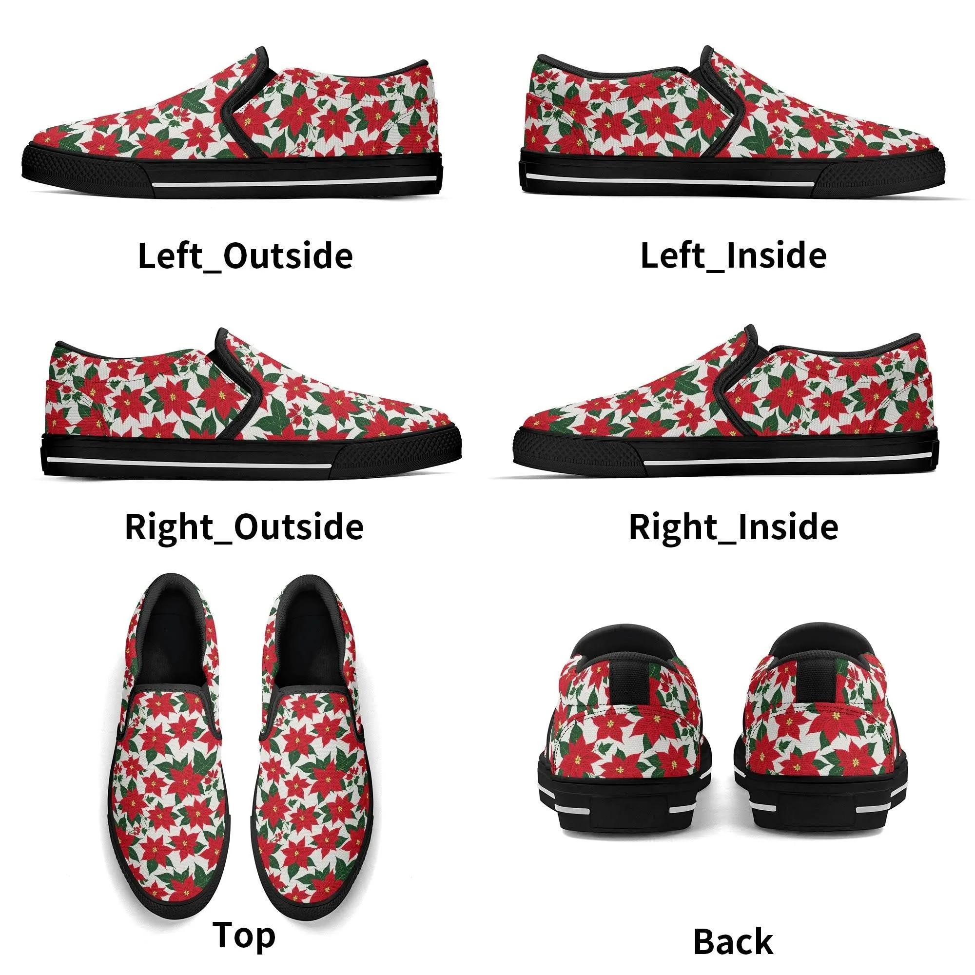 Mens Poinsettia Floral Rubber Slip On Shoes