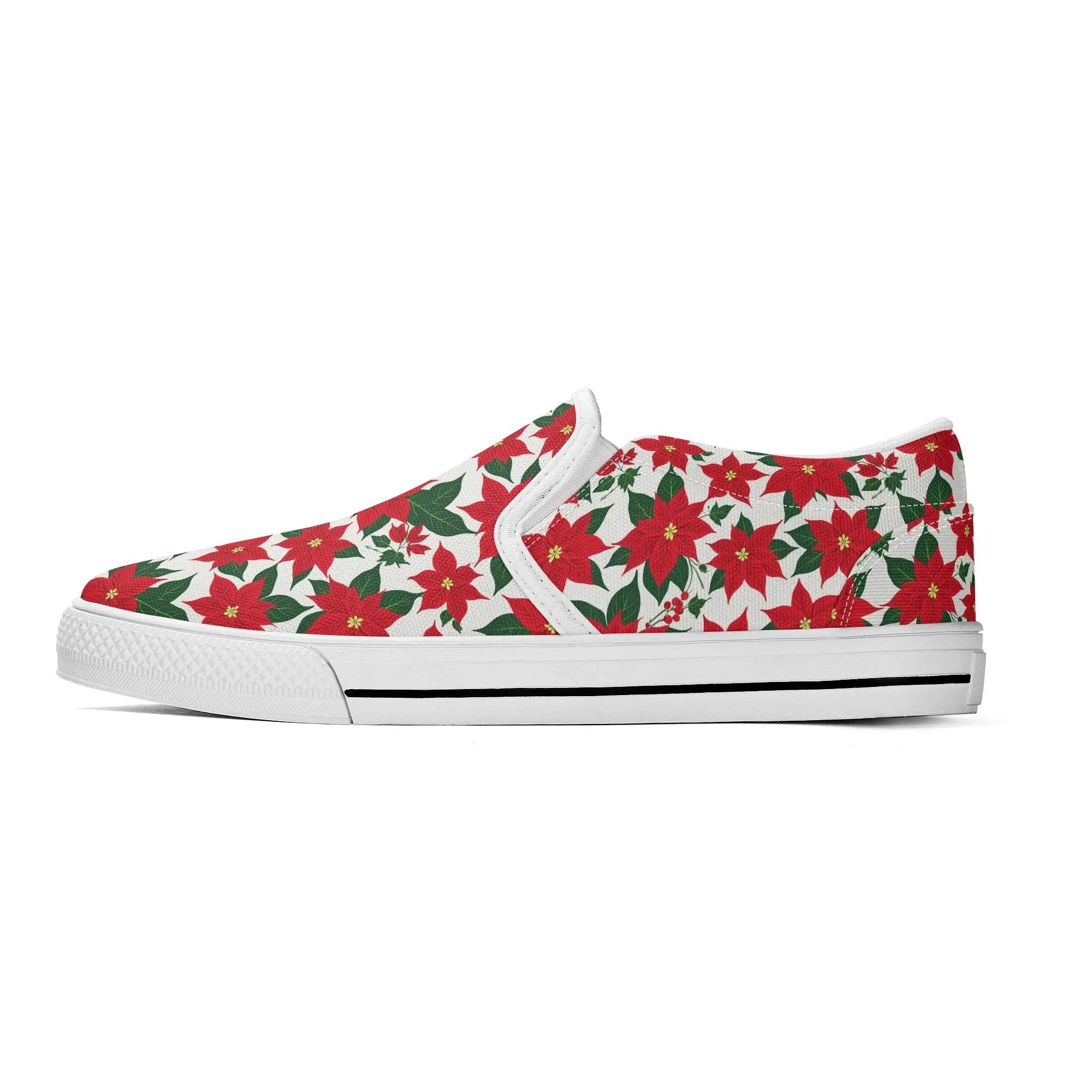 Mens Poinsettia Floral Rubber Slip On Shoes