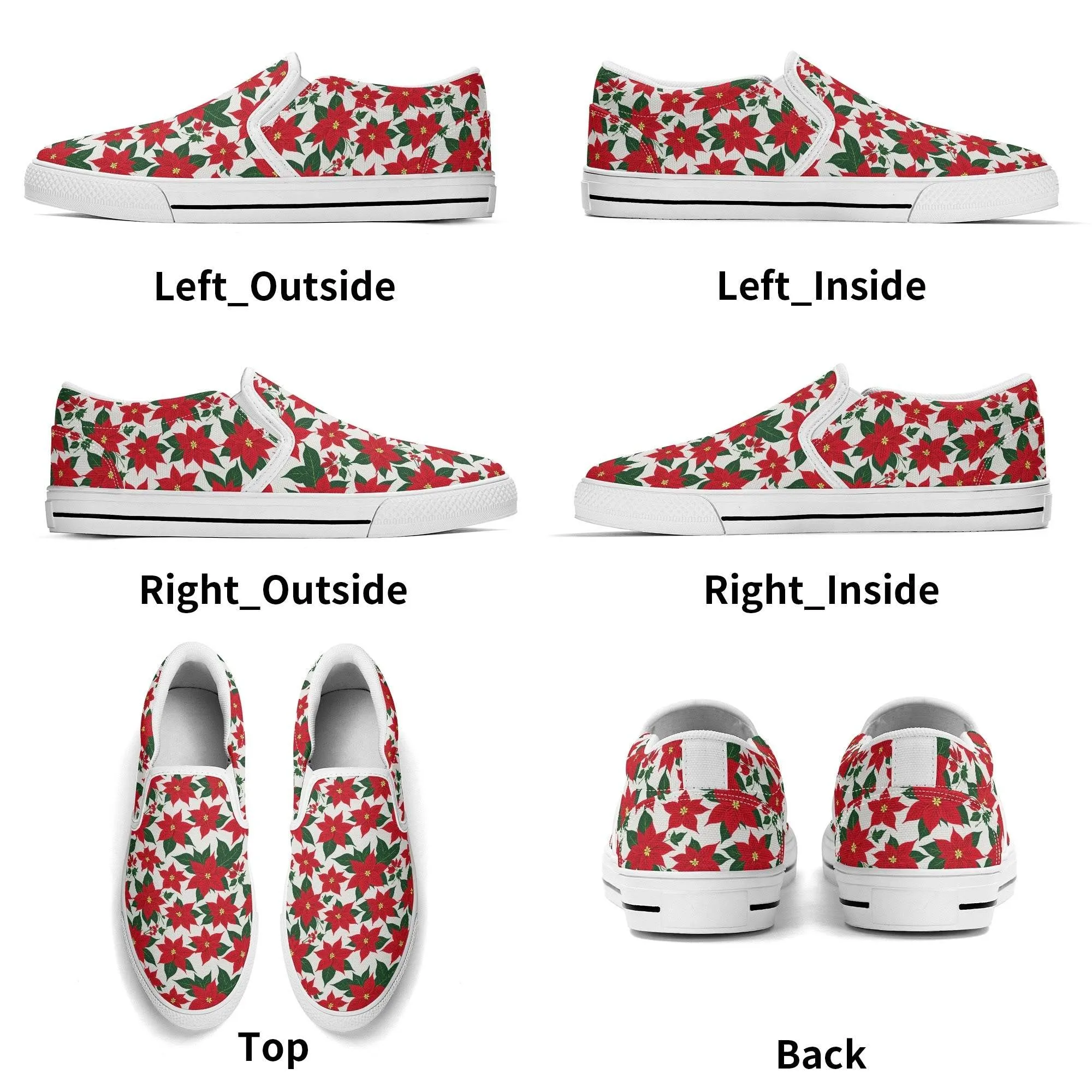 Mens Poinsettia Floral Rubber Slip On Shoes