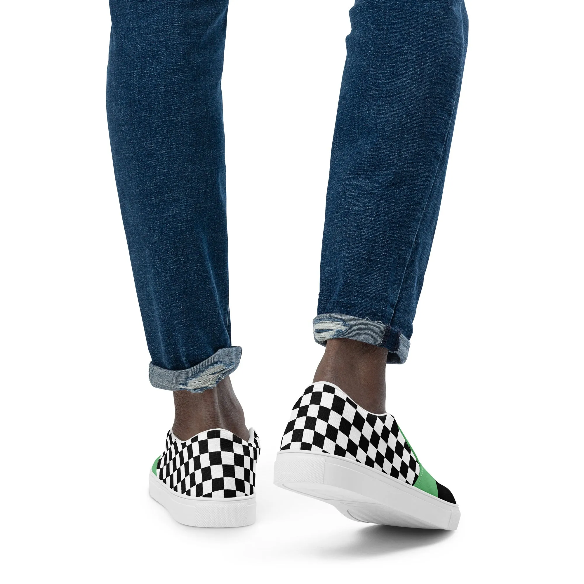 Men’s Slip-On Canvas Shoes (Black, Bright Green, Checkered)