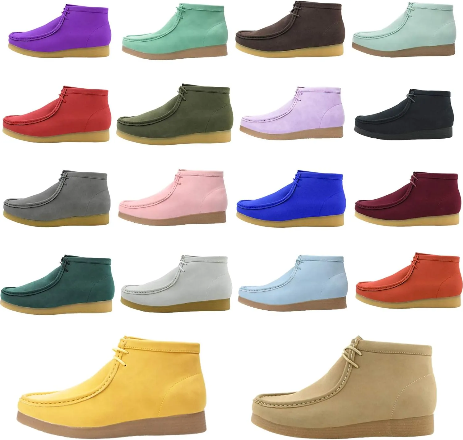 Men's White Lace Up High Top Suede Boots
