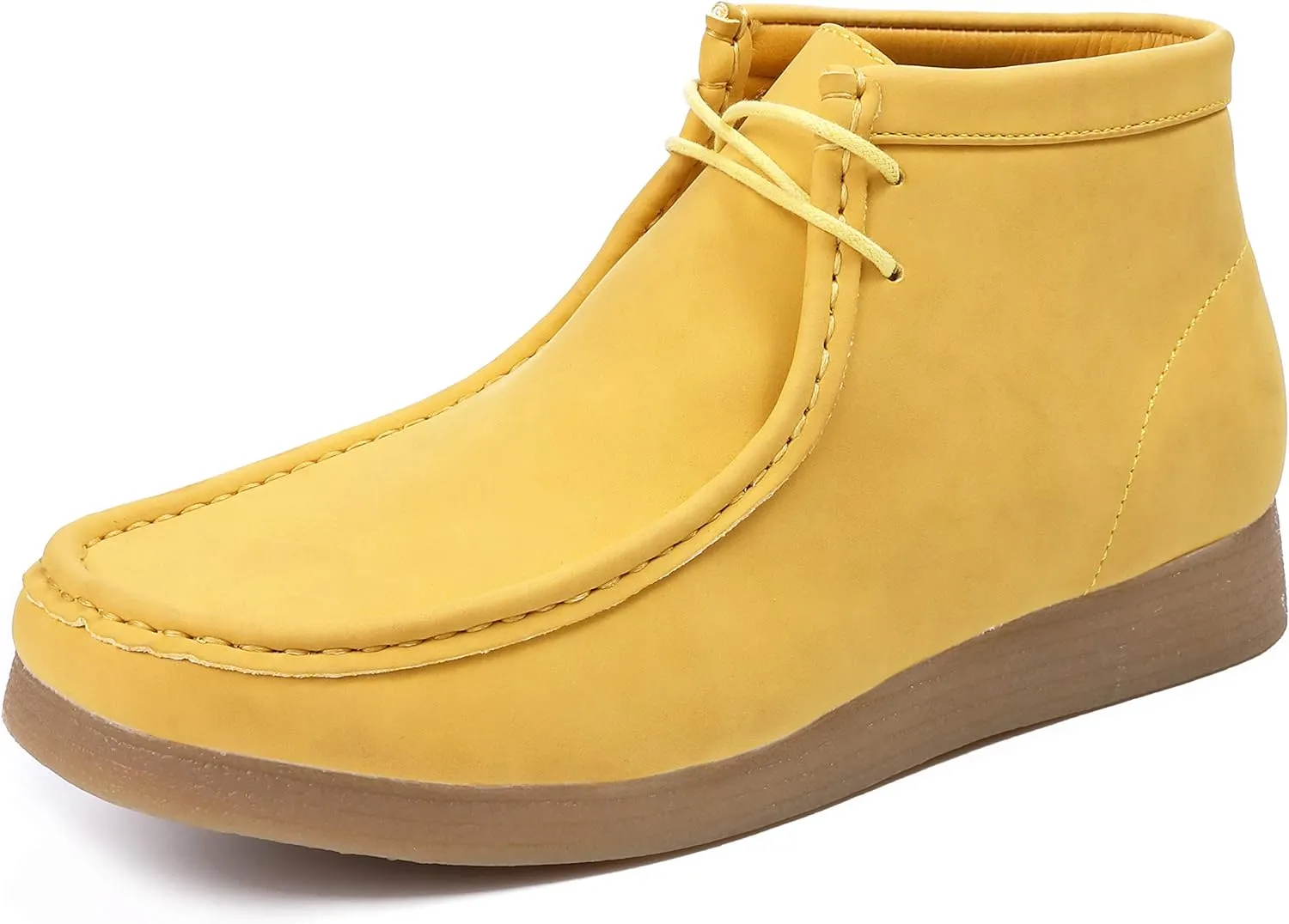 Men's White Lace Up High Top Suede Boots