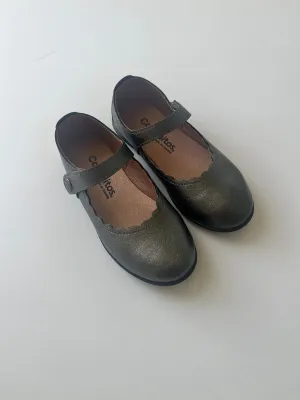 Metallic pewter leather mary jane
