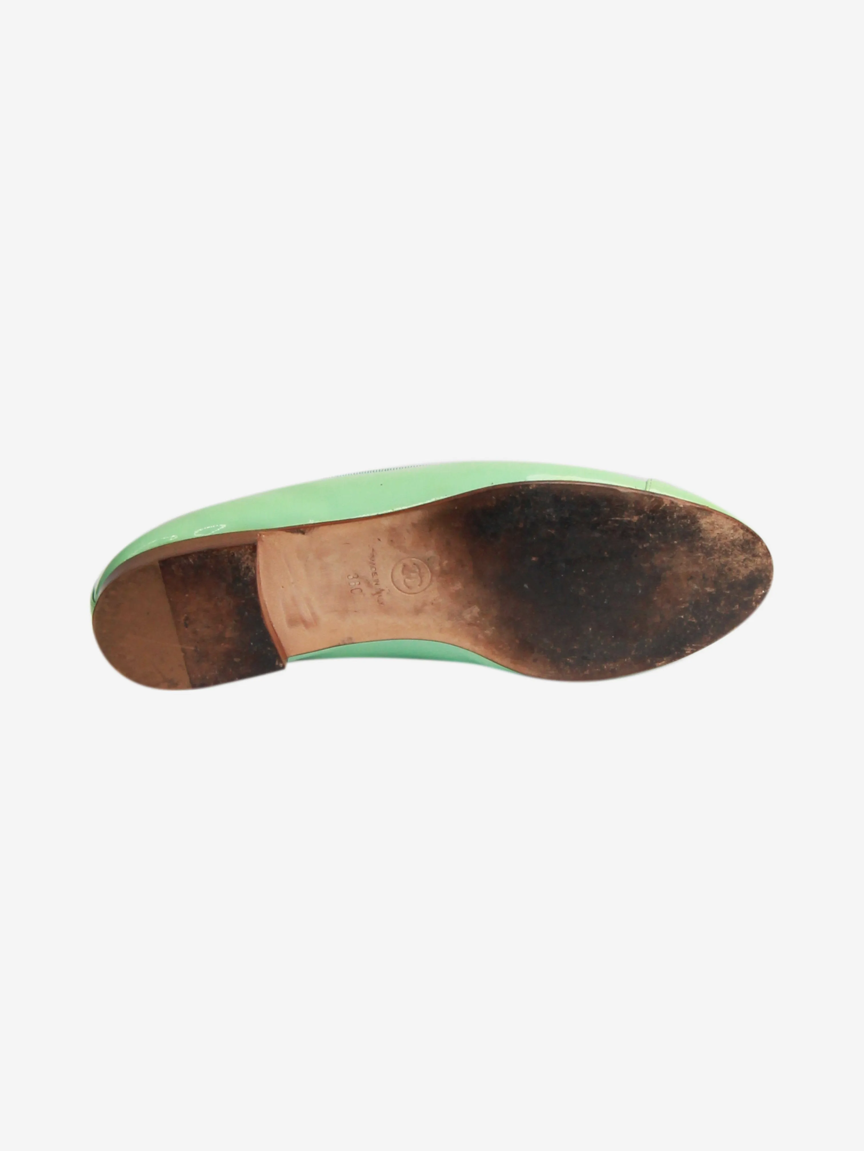 Mint green patent ballet flats - size EU 38