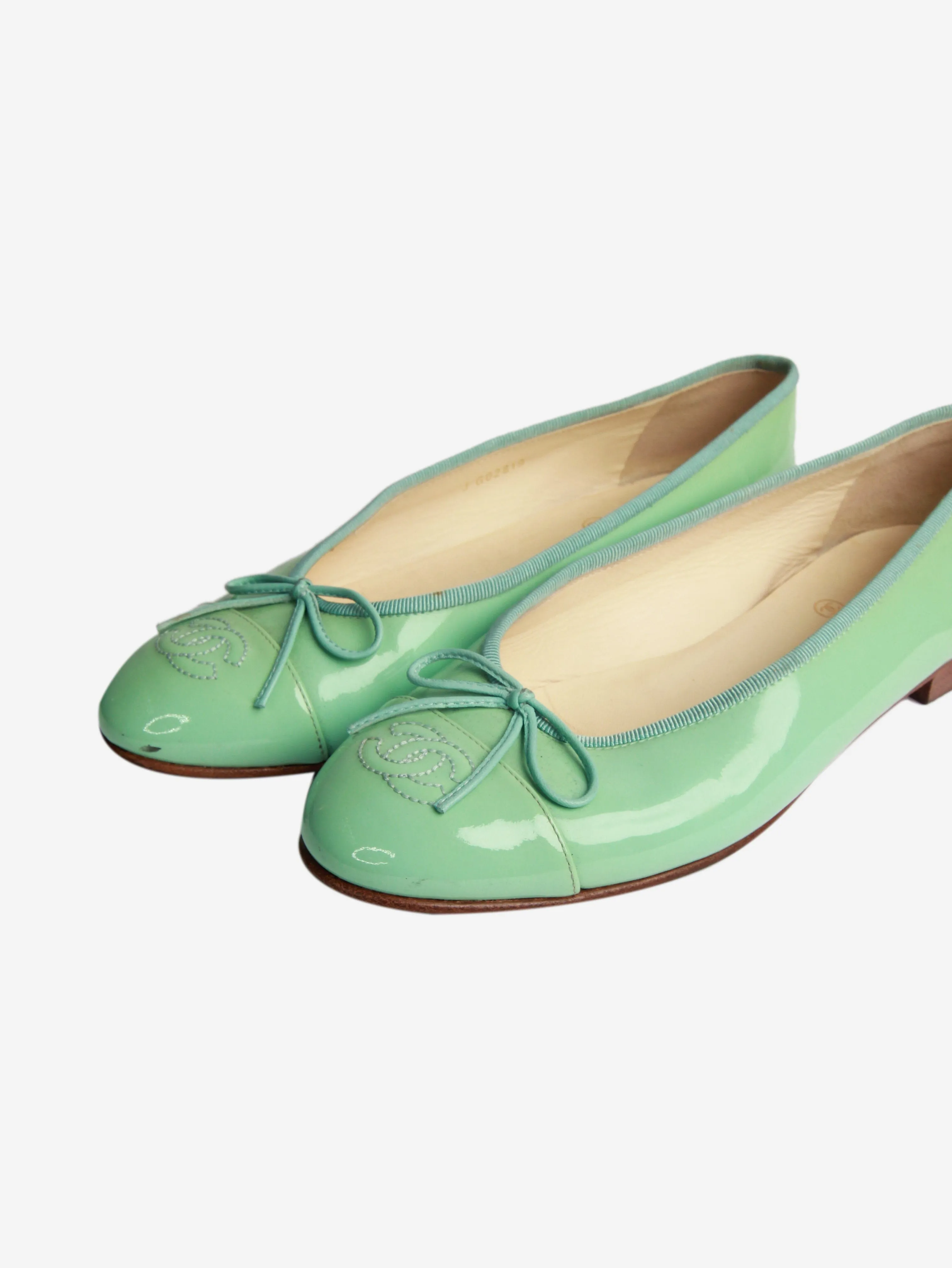 Mint green patent ballet flats - size EU 38