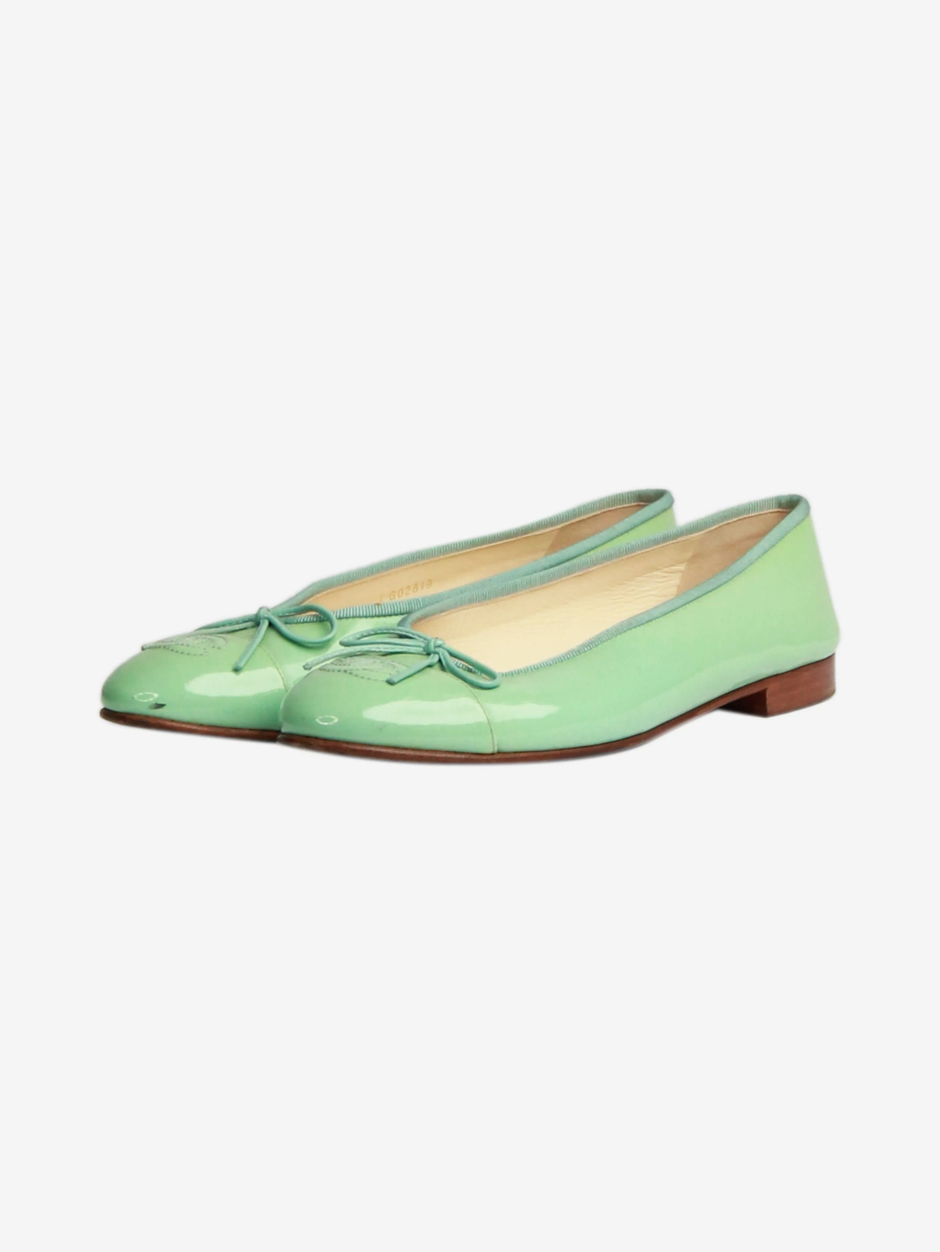 Mint green patent ballet flats - size EU 38