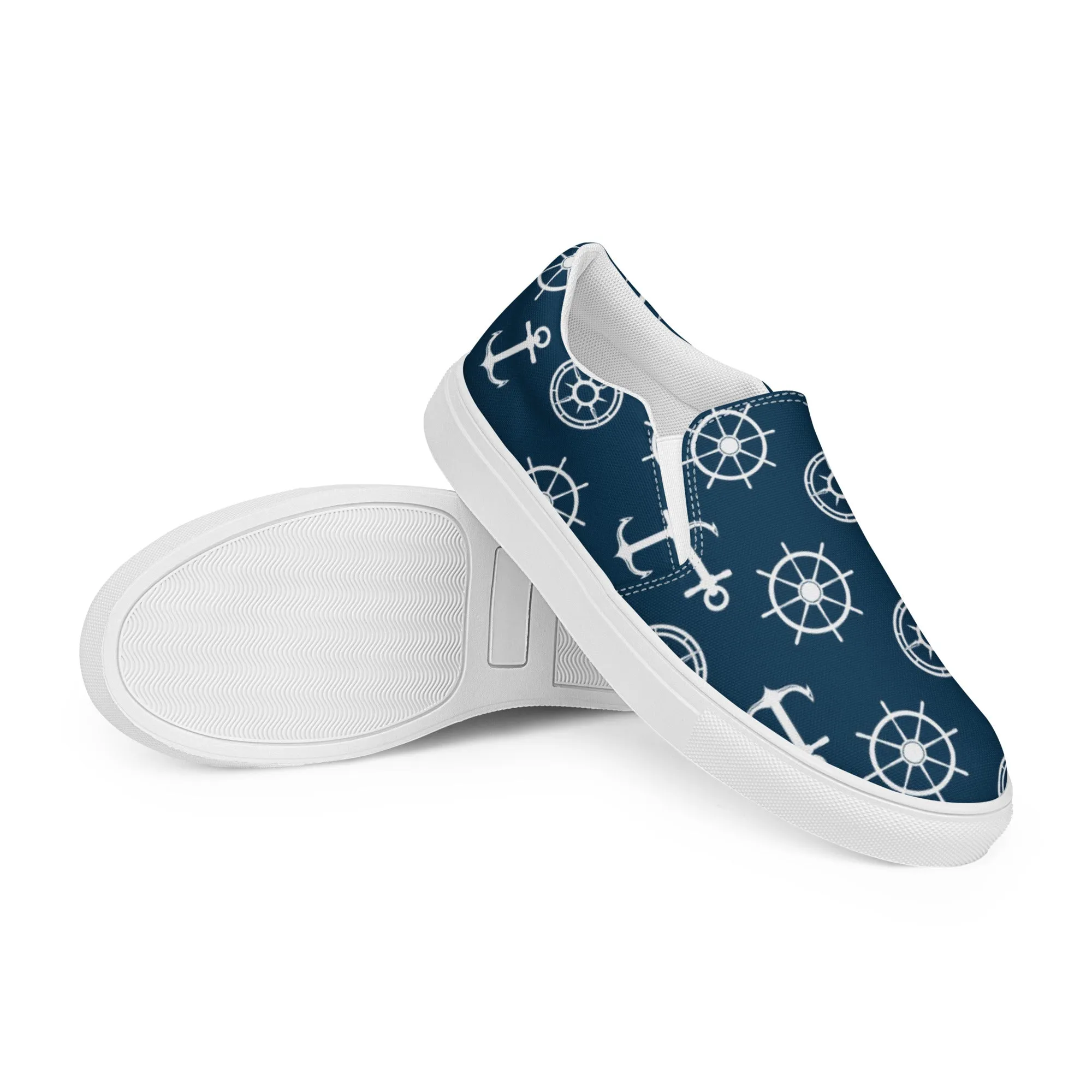 Nautical Theme Women’s Blue slip-on canvas shoes