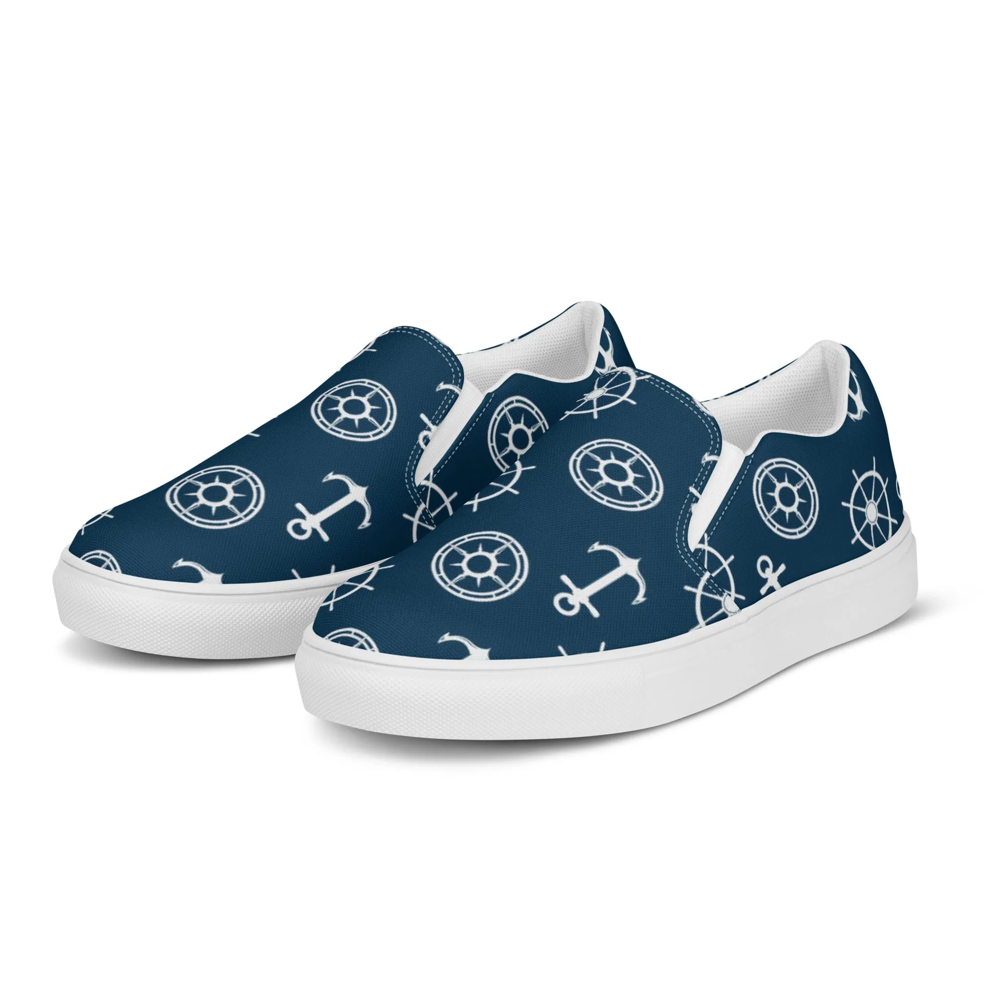 Nautical Theme Women’s Blue slip-on canvas shoes