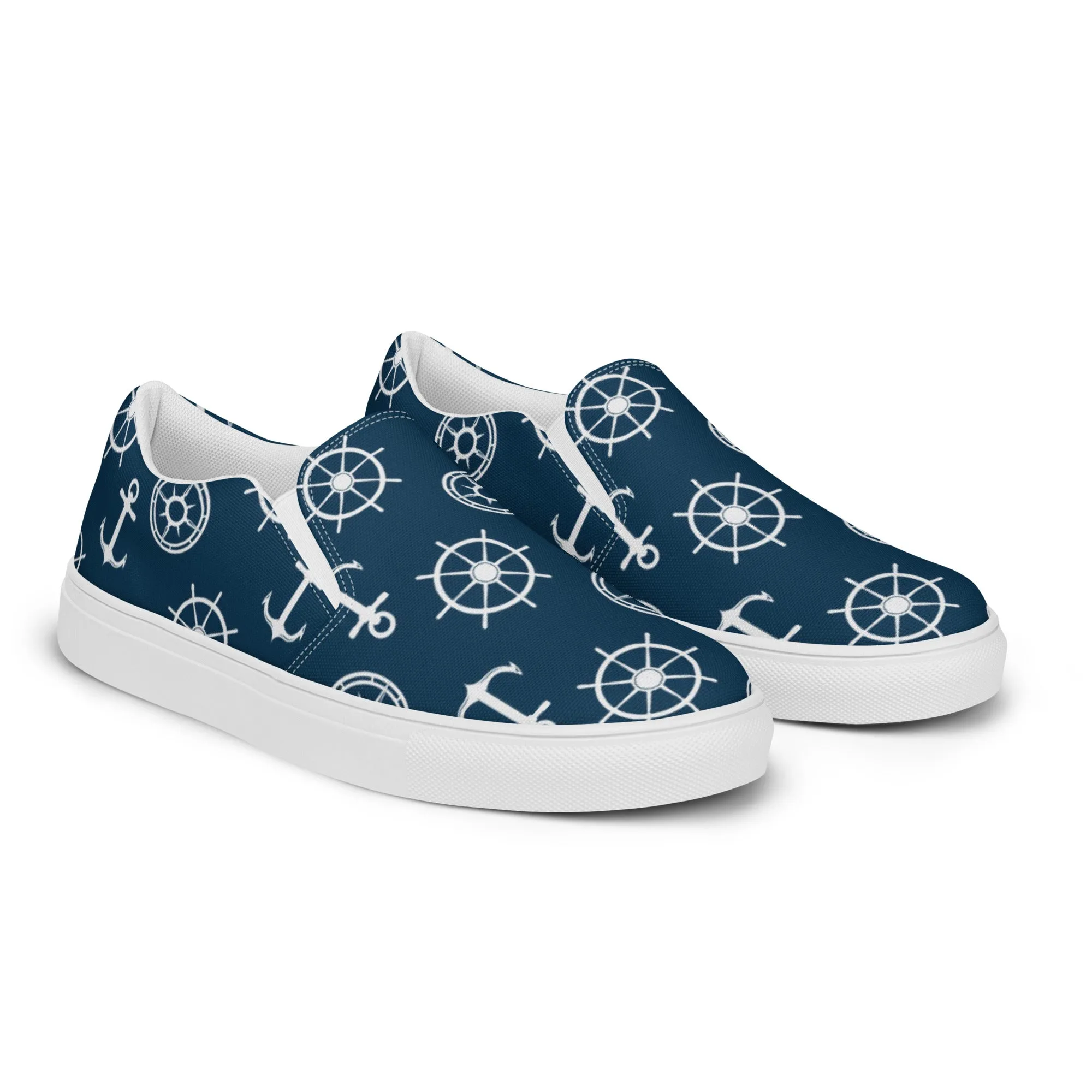 Nautical Theme Women’s Blue slip-on canvas shoes