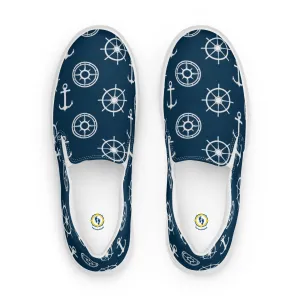 Nautical Theme Women’s Blue slip-on canvas shoes