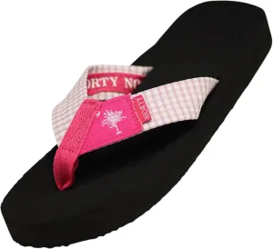 Norty Womens Resort Sandal Flip Flop Pink Gingham