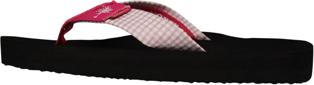 Norty Womens Resort Sandal Flip Flop Pink Gingham