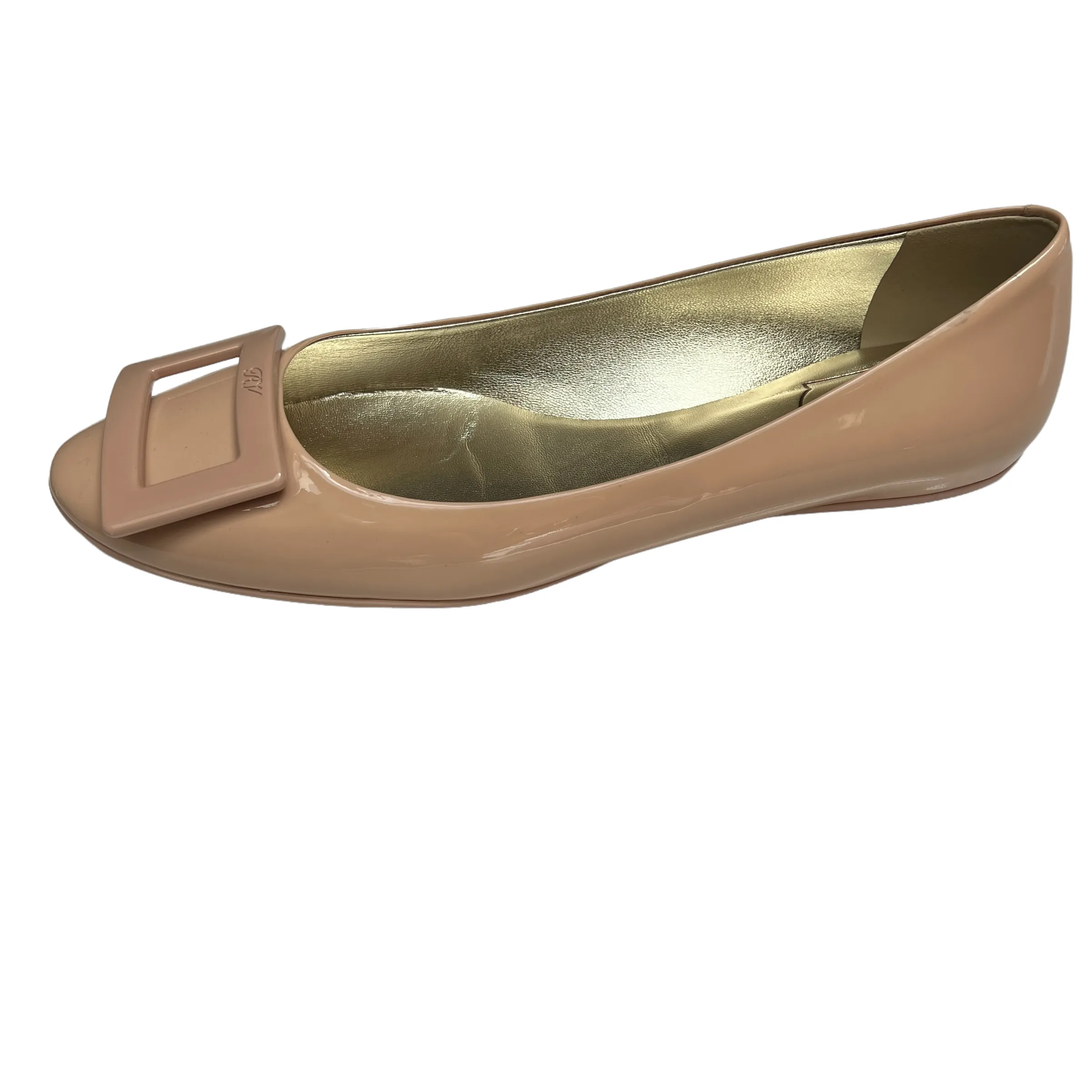 Nude Patent Leather Flats - 10