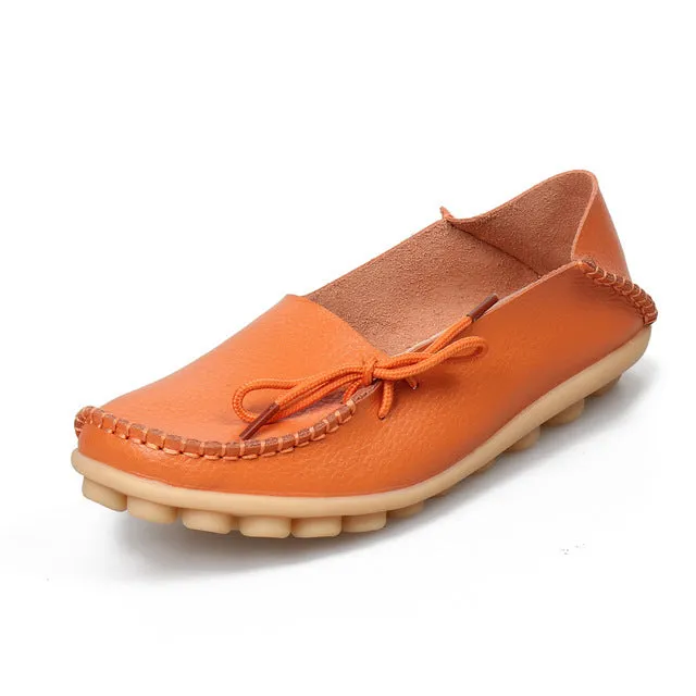 Soft Leisure Flats Women Leather Shoes Moccasins Mother Loafers  Casual Female Driving Ballet Footwear