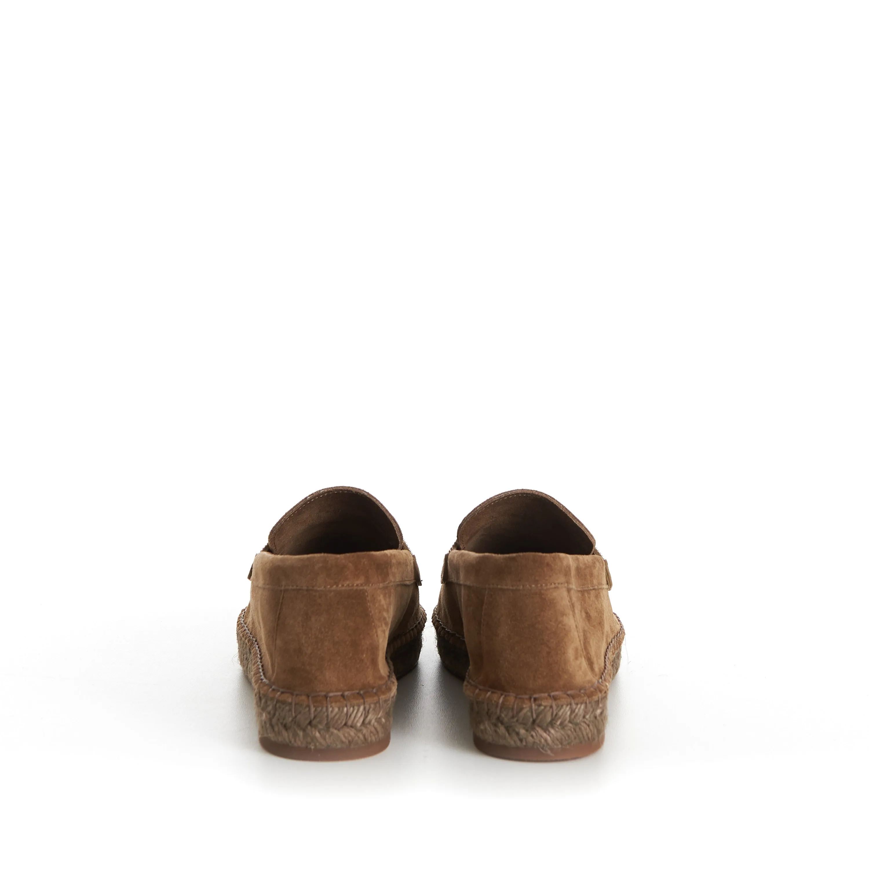 Suede Brown Espadrilles - Monili Chain Embroidery
