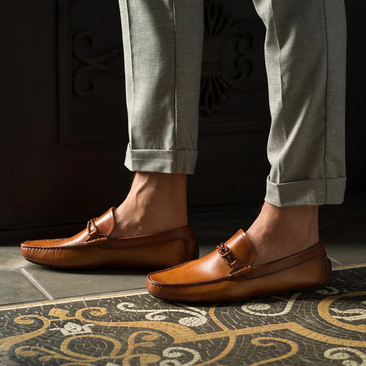 Tan Leather Davos Driving Loafers - AW22